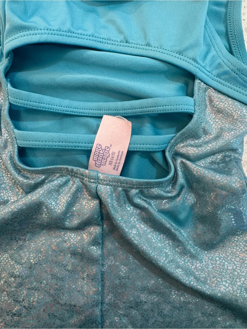 Magic Shimmery Teal Girls Athletic Romper